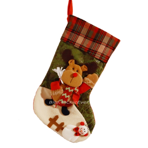 Weihnachtsstiefel Weihnachtssocke aus Filz 25x42cm 3002b - zum Schließen ins Bild klicken